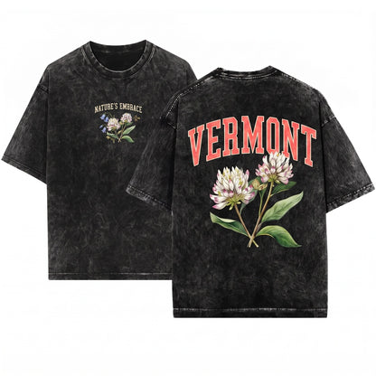 Vermont State Botanical Flower Gardening Travel Gift Mother Girlfriend Unisex Wash T-Shirt