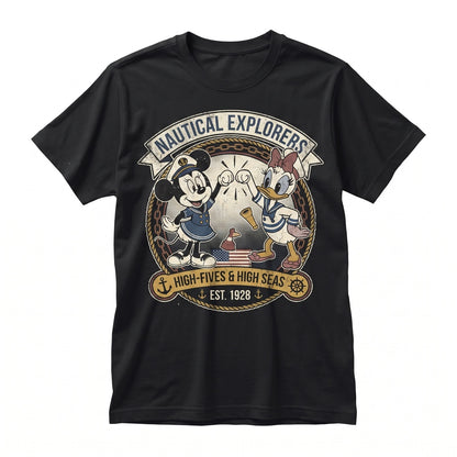 Vintage Mouse and Duck Besties Ocean Voyage Graphic, Retro Girls Vacation Summer Travel Apparel Unisex TShirt