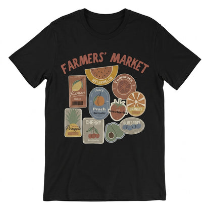 Farmers Market Vintage Fruit Sticker Aesthetic Retro Graphic Fresh Produce Unisex TShirt