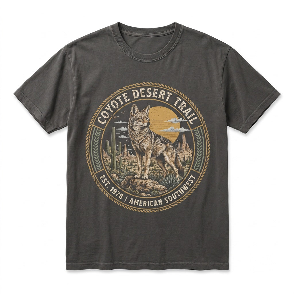 Retro Southwest Desert Coyote Graphic Vintage Wildlife Western Adventure Apparel Unisex TShirt