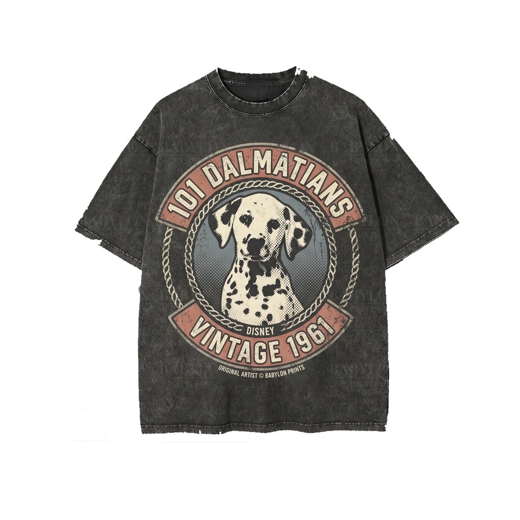 Oversized Spotted Puppy Graphic Dog Breed Character Novelty Apparel Unisex TShirt