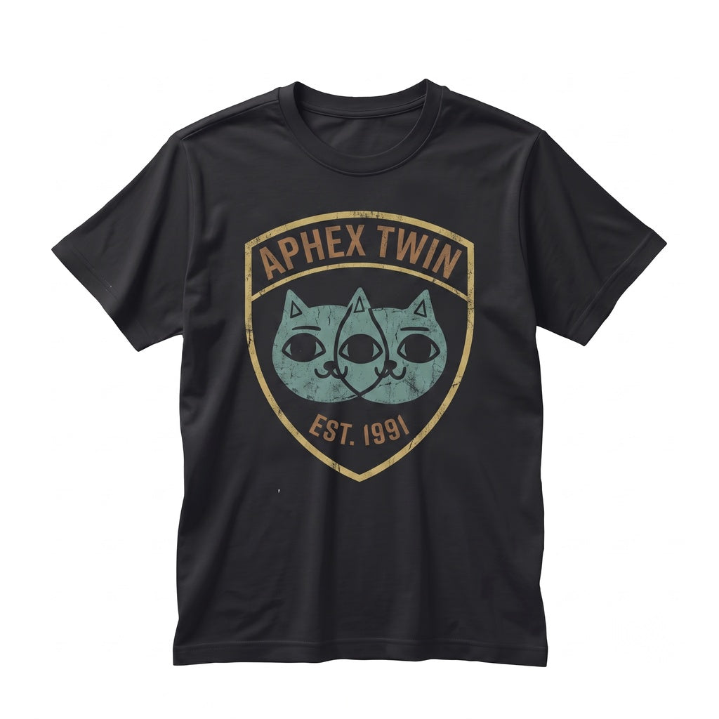 Twin Cat Y2K Techno Cyber Rave Aesthetic Graphic Vintage Retro Cotton Unisex TShirt