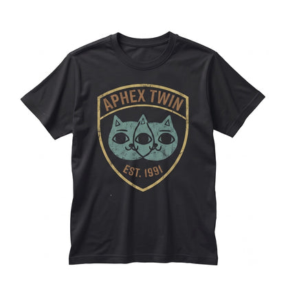Twin Cat Y2K Techno Cyber Rave Aesthetic Graphic Vintage Retro Cotton Unisex TShirt