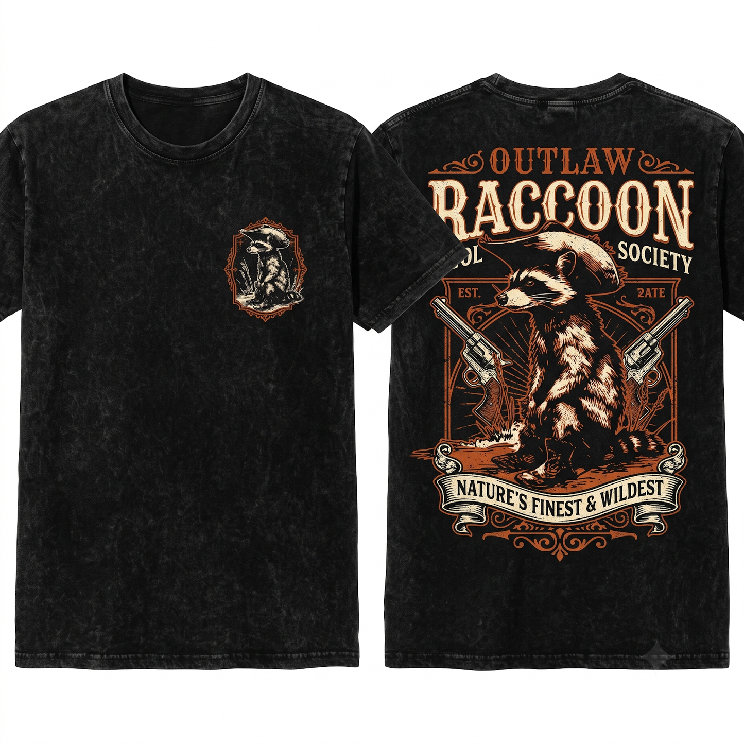Vintage Raccoon Cowboy Western Animal Lovers Sitting Cute Hat Funny Tee Unisex Heavyweight Garment-Dyed T-Shirt