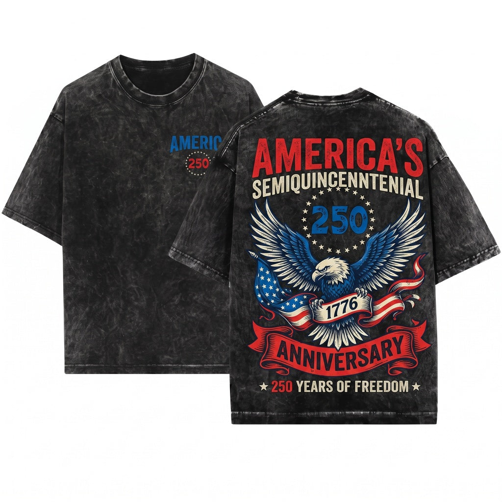 America 250th Anniversary USA Patriotic 4th Of July Unisex Wash T-Shirt