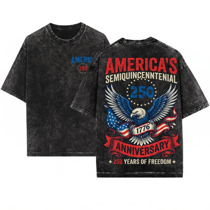 America 250th Anniversary USA Patriotic 4th Of July Unisex Wash T-Shirt