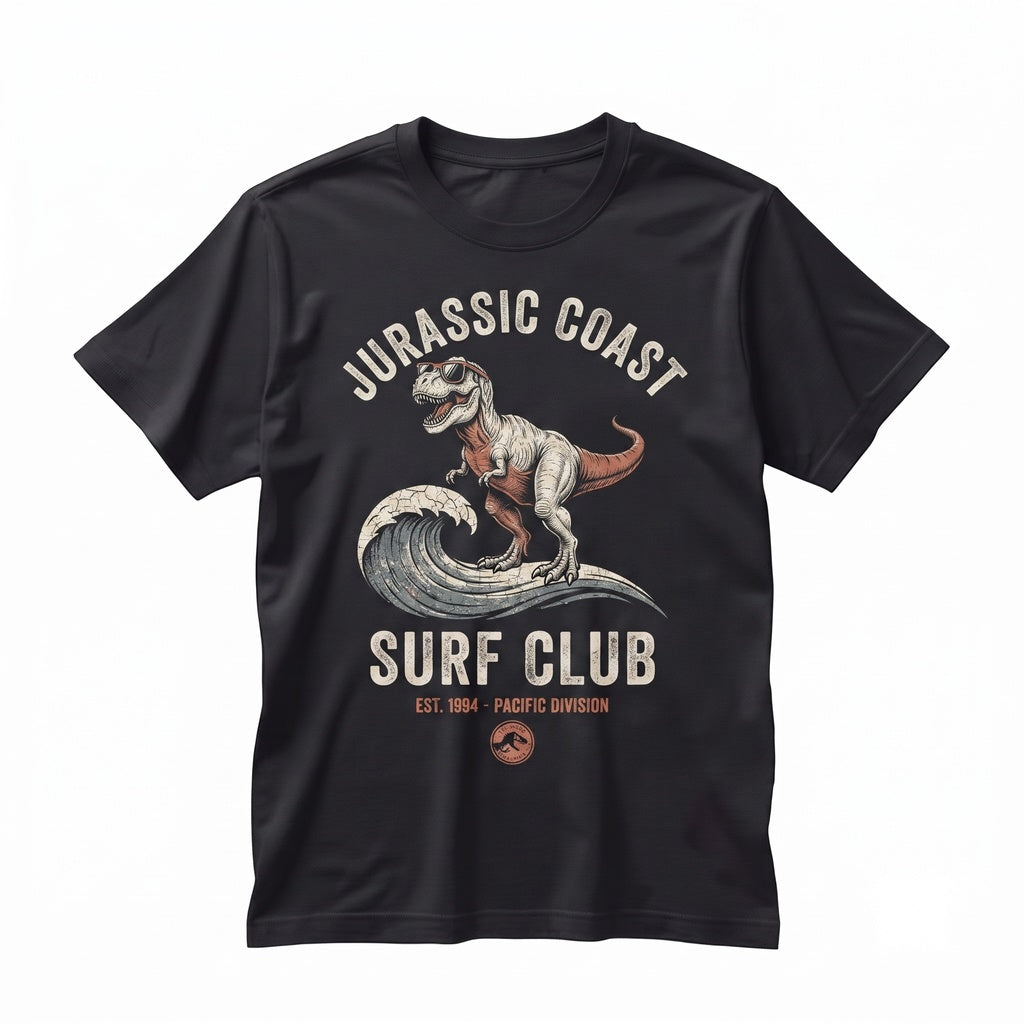Surfing Dinosaur Graphic Beach Summer Vacation Funny Dino Unisex TShirt