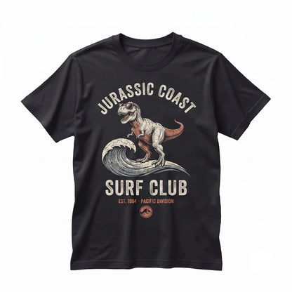 Surfing Dinosaur Graphic Beach Summer Vacation Funny Dino Unisex TShirt