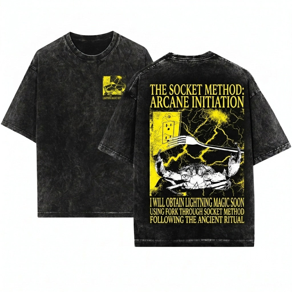 I Will Obtain Lightning Magic Soon Funny Vintage Japanese Crab Apparel Graphic Unisex Wash T-Shirt