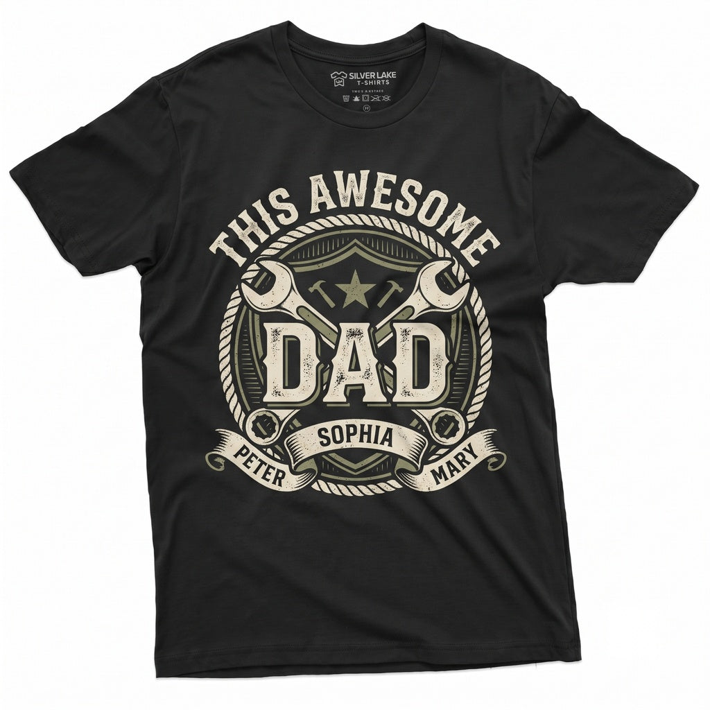 Personalized Dad Name Fathers Day Gift Customizable Family Unisex TShirt