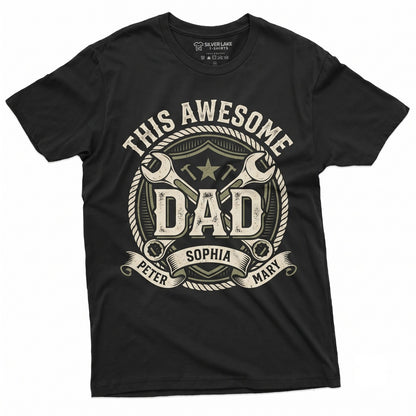 Personalized Dad Name Fathers Day Gift Customizable Family Unisex TShirt