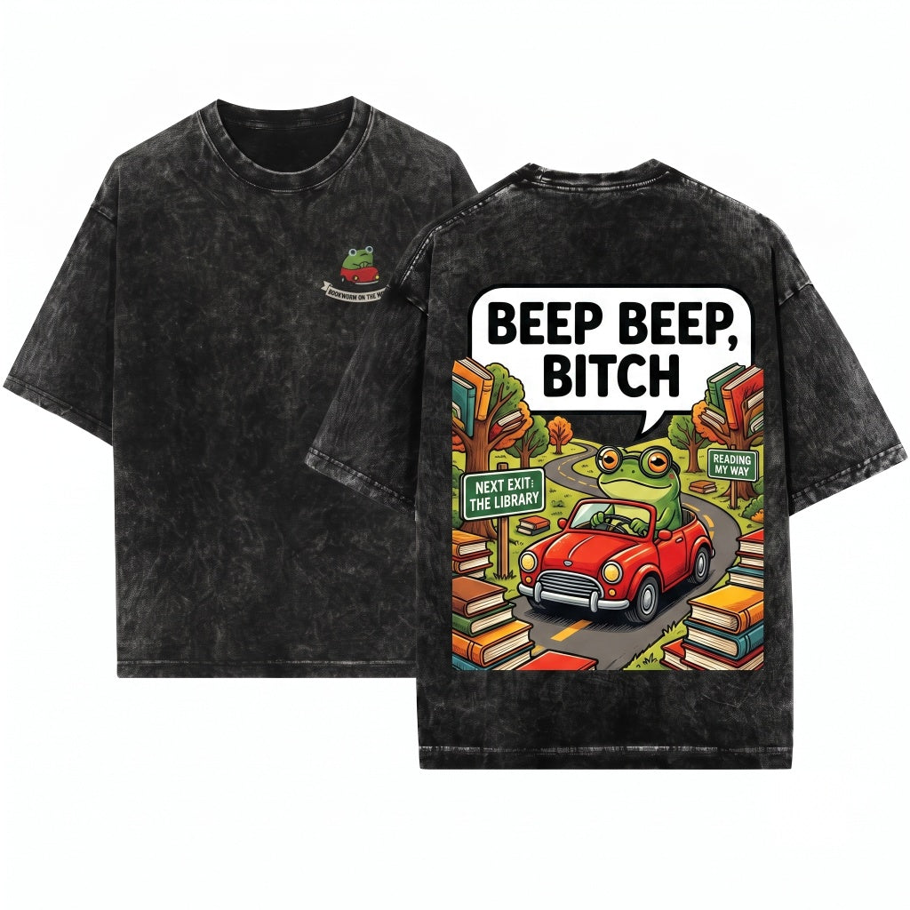 Funny Embroidered Beep Frog Car Cute Gift 1717 Unisex Wash T-Shirt