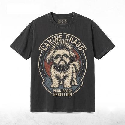 Funny Vintage Punk Rocker Goth Shih Tzu Dog Mom Pet Lover Graphic Gift Unisex TShirt