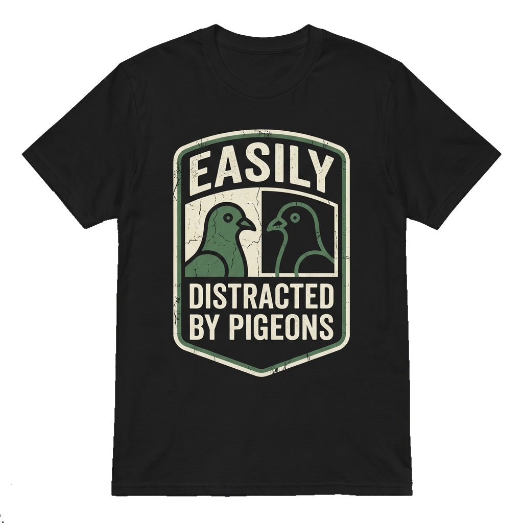 Easily Distracted By Pigeons Funny Bird Lover Gift Vintage Silly Animal Graphic Unisex TShirt
