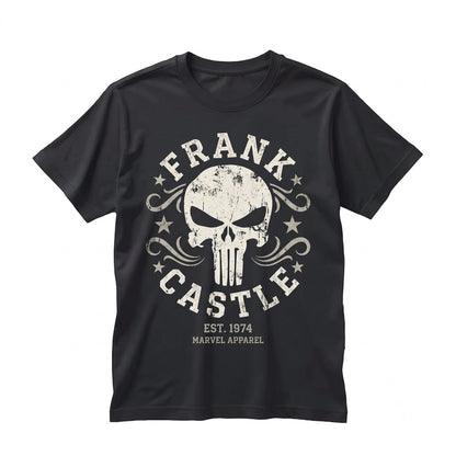Retro Frank Castle Skull Graphic Tee, Jon Bernthal Antihero Vigilante Comics Merch, Dark Superhero Fan Art Birthday Present for