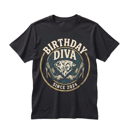 Womens Denim Diamonds Birthday Queen Diva Glam Party Graphic Outfit Unisex TShirt