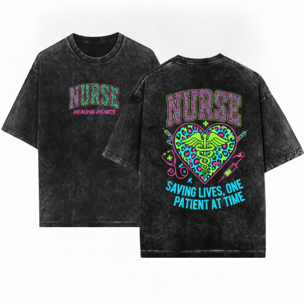 Comfort Colors Retro Leopard Nurse RN Nursing School Registered Gift Unisex Wash T-Shirt