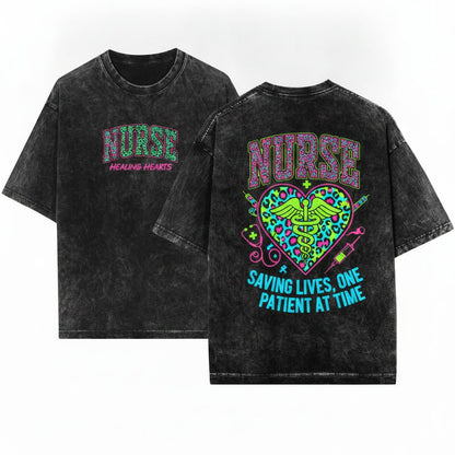Comfort Colors Retro Leopard Nurse RN Nursing School Registered Gift Unisex Wash T-Shirt