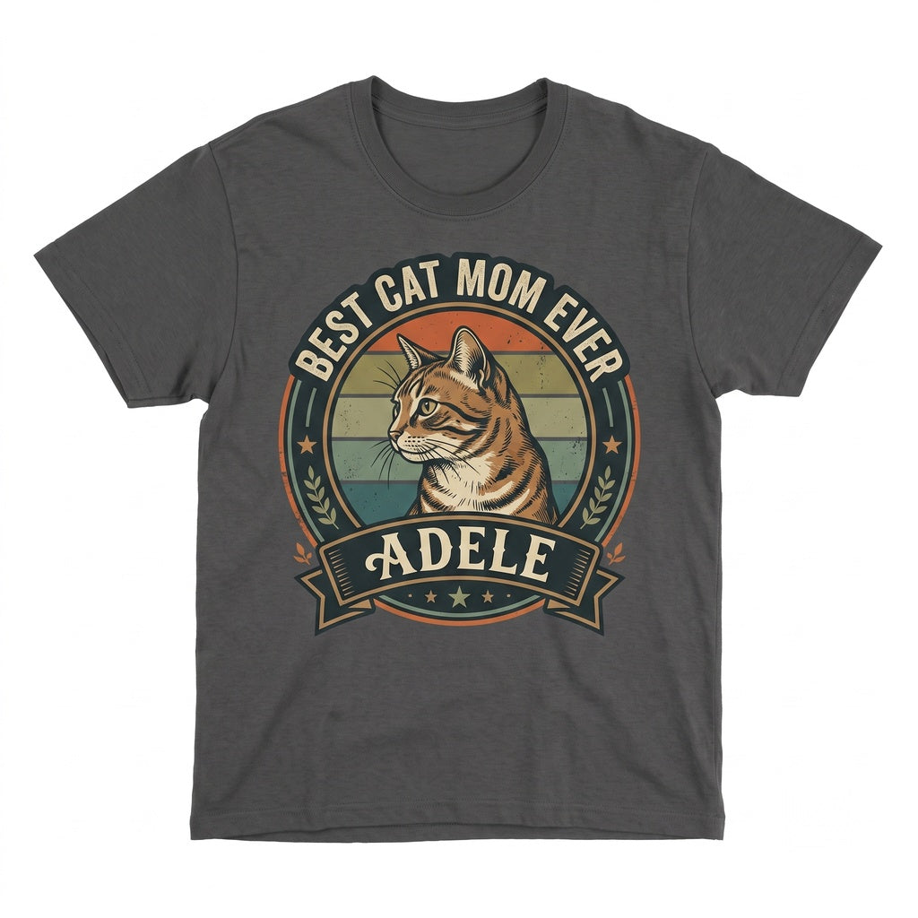 Retro Sunset Cat Mom Vintage Pet Portrait Unisex TShirt
