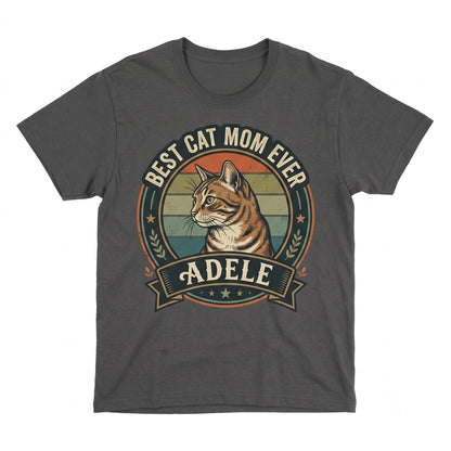 Retro Sunset Cat Mom Vintage Pet Portrait Unisex TShirt