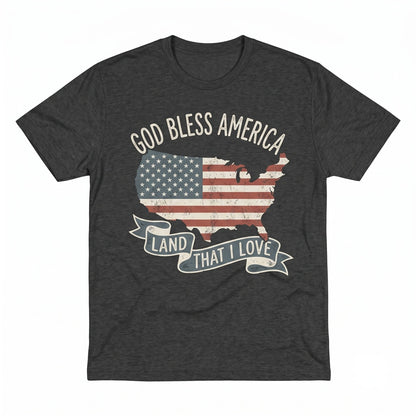 God Bless America Land That I Love 4th of July Patriotic US Flag Graphic Unisex TShirt
