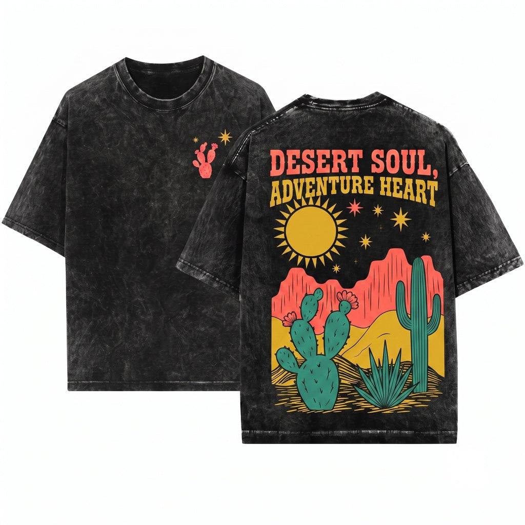 Southwest Arizona Desert Cactus Sunset Graphic Rustic Western Landscape Nature Adventure Gift Unisex Wash T-Shirt