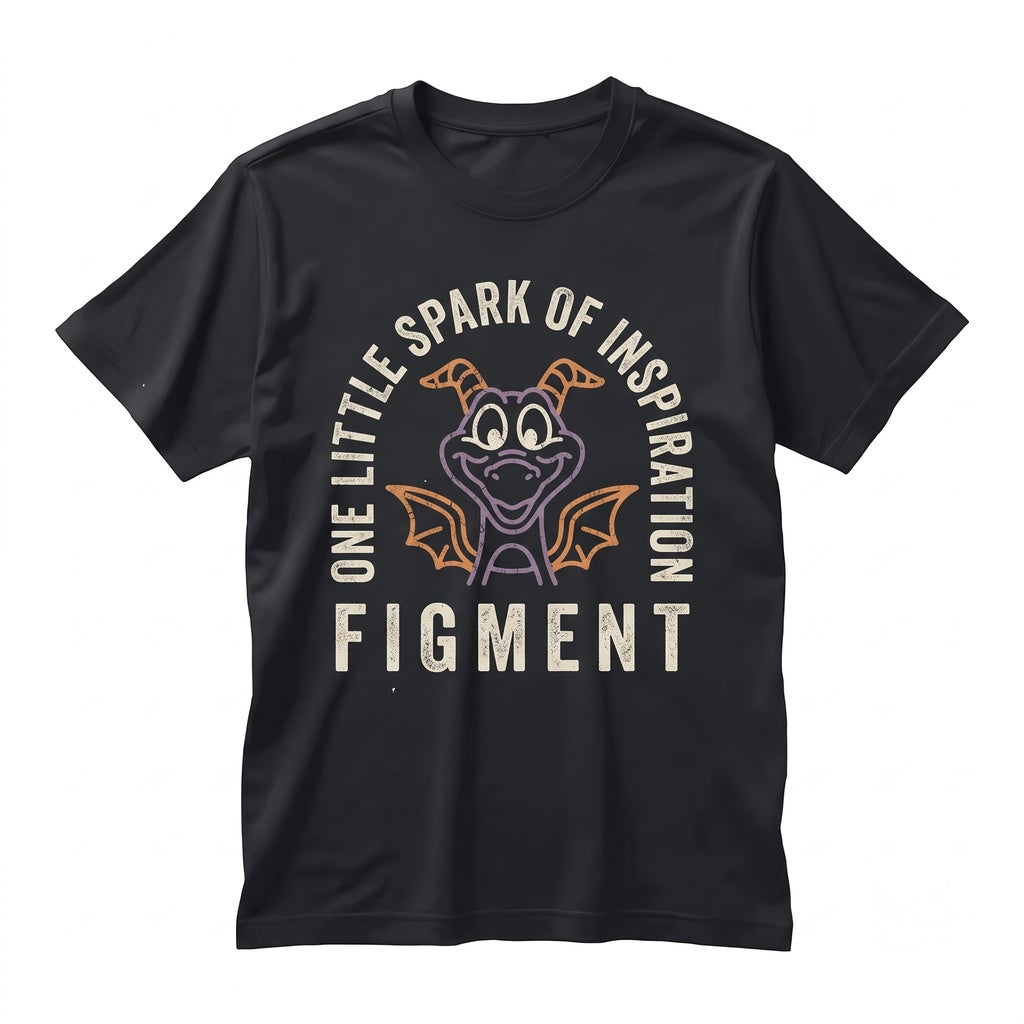 Oversized Figment Front Back Print One Little Spark Epcot Theme Park Graphic Unisex TShirt