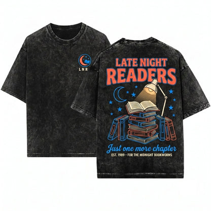 Late Night Readers Club Bookish Bookworm Reading Graphic Tee Book Lover Gift Club Unisex Wash T-Shirt