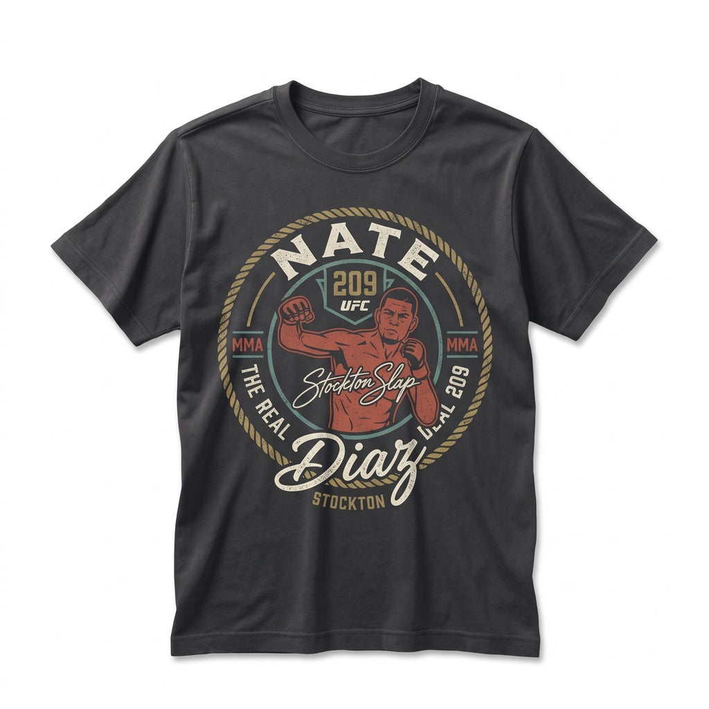 Nate Diaz Graphic Stockton Slap MMA Fighter 209 Legend Vintage Combat Sports Apparel Unisex TShirt