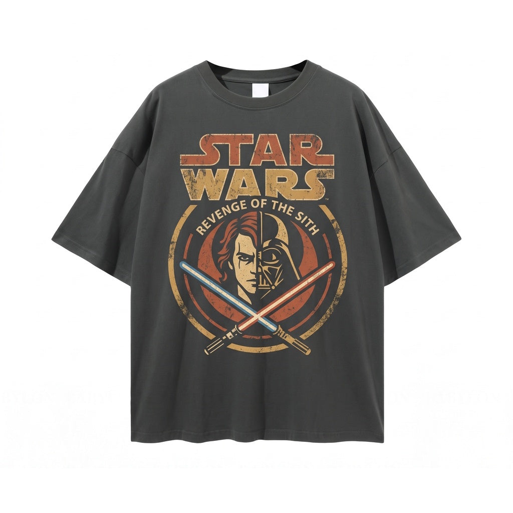 Oversized Revenge of the Sith Retro Anakin Skywalker Movie Poster Sci-Fi Graphic Fan Apparel, Unisex TShirt