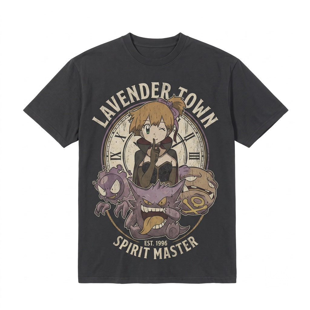 Misty & Ghost Pocket Monster Vintage Wash Acid Oversized Anime Graphic Unisex TShirt