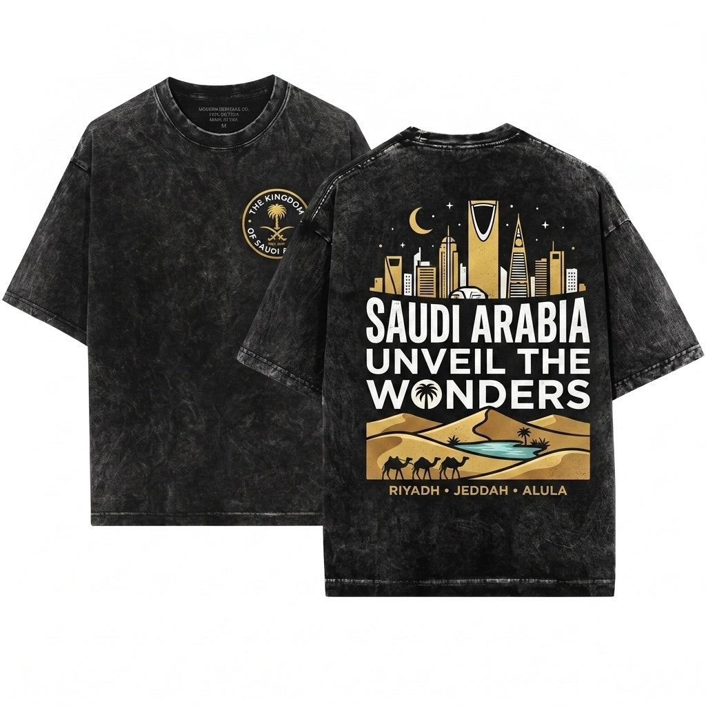 Saudi Arabia Kingdom Flag Patriotic Arab Birthday Gift Ideas Arabic Unisex Wash T-Shirt