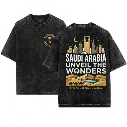 Saudi Arabia Kingdom Flag Patriotic Arab Birthday Gift Ideas Arabic Unisex Wash T-Shirt