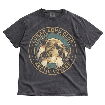 Three Gentoo Penguin Moon Funny Cute Vintage Antarctic Bird Lover Unisex TShirt