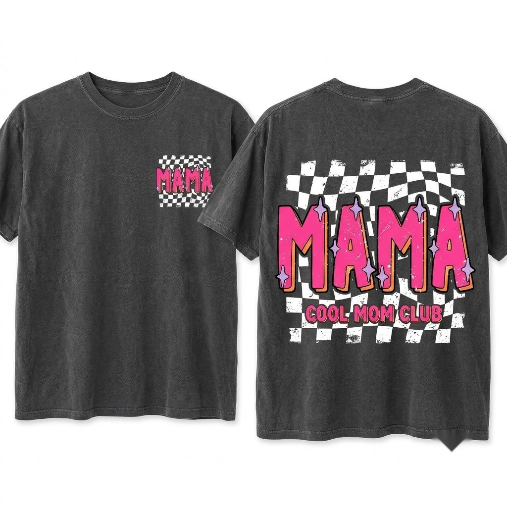 Vibrant Retro Checkered Mama Vintage Gift Unisex Wash T-Shirt