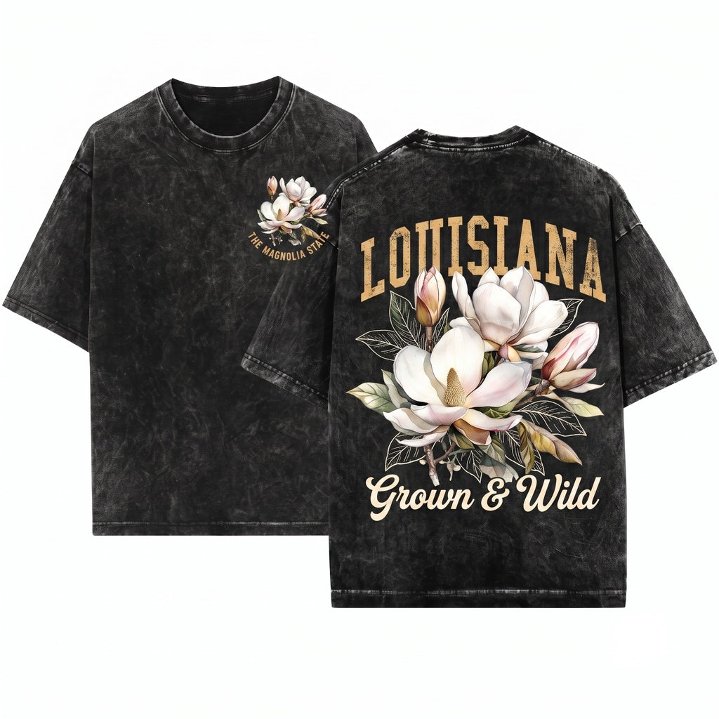 Louisiana State Flower Botanical Gardening Travel Gift Mother Girlfriend Unisex Wash T-Shirt