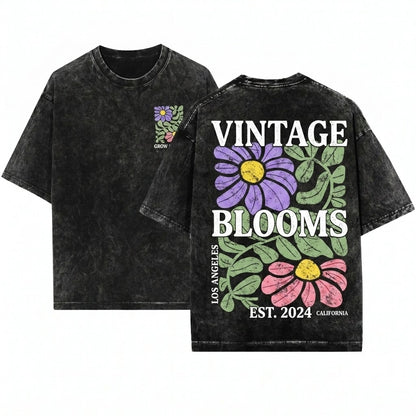 Vintage Abstract Floral Botanical Boho Summer Unisex Wash T-Shirt