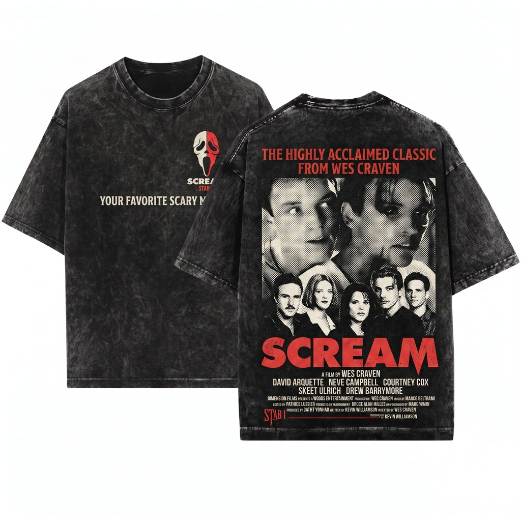 Halloween Ghost Slasher Horror Film Spooky Graphic Unisex Wash T-Shirt