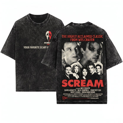 Halloween Ghost Slasher Horror Film Spooky Graphic Unisex Wash T-Shirt