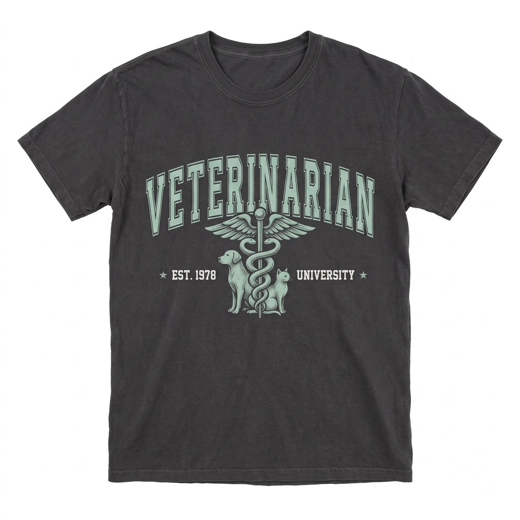 Garment-Dyed Veterinary Crewneck Animal Lover Pet Doctor Gift Pullover Unisex TShirt