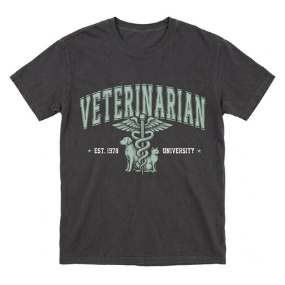 Garment-Dyed Veterinary Crewneck Animal Lover Pet Doctor Gift Pullover Unisex TShirt
