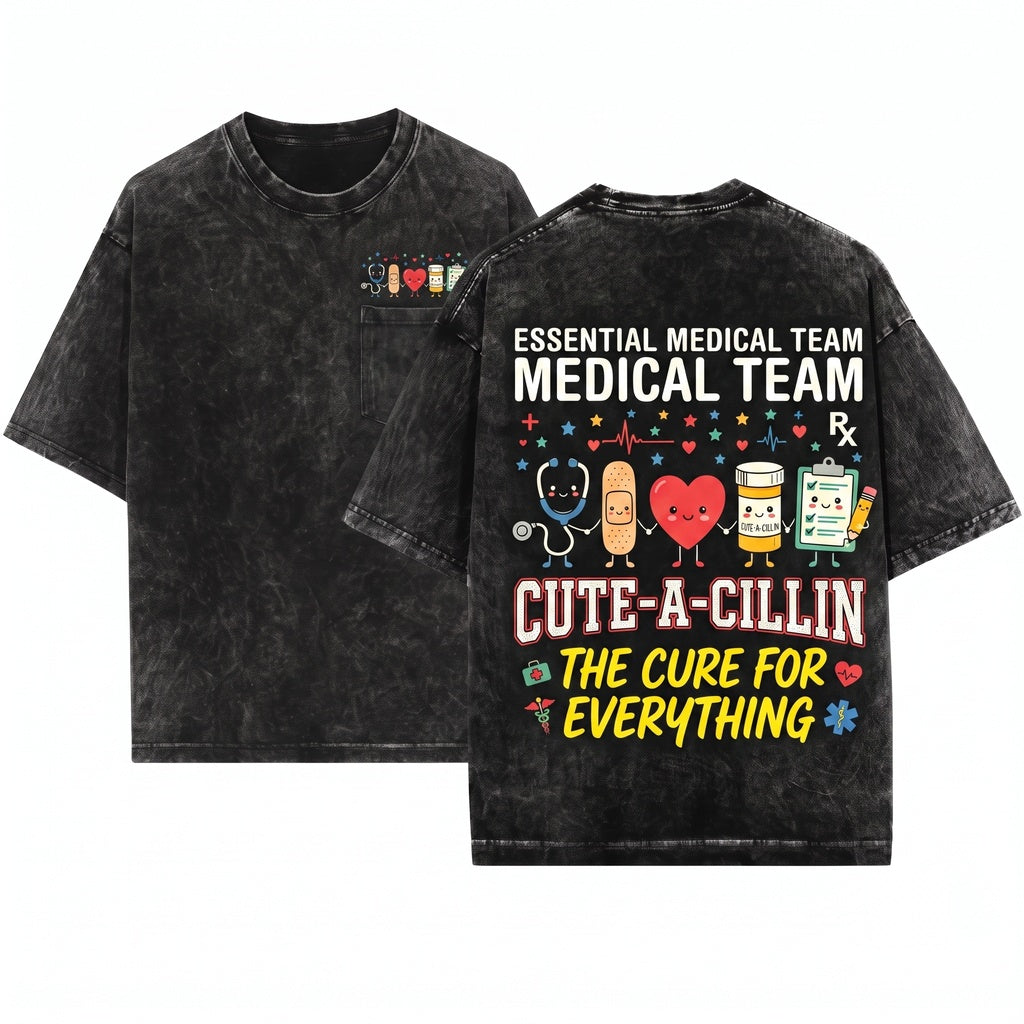 Medical Assistant Healthcare Symbols Nurse Gift Clinic Worker Appreciation Graphic Unisex Wash T-Shirt