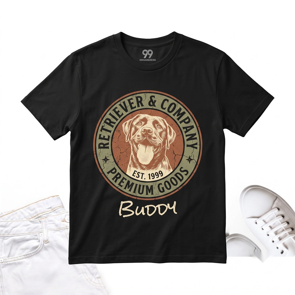Retro Personalized Pet Portrait Dog Cat Name Gift Unisex TShirt