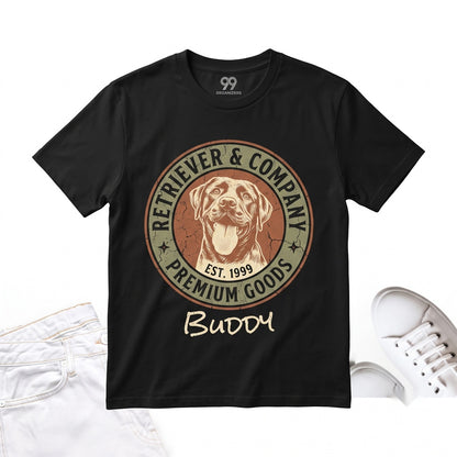 Retro Personalized Pet Portrait Dog Cat Name Gift Unisex TShirt
