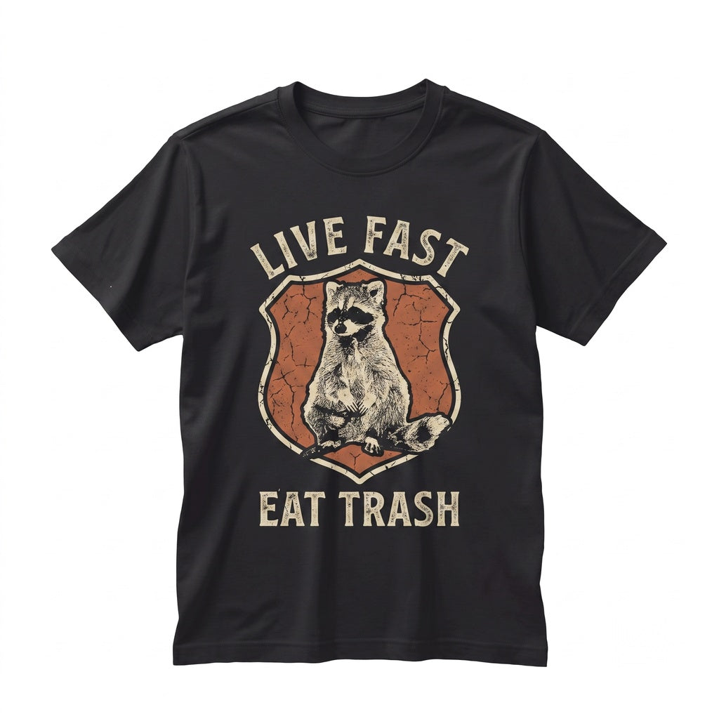 Live Fast Japanese Tanuki Raccoon Dog Graphic Print Cotton Crewneck Unisex TShirt