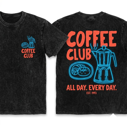 Retro Coffee Club Foodie Aesthetic Crop Top Unisex Wash T-Shirt
