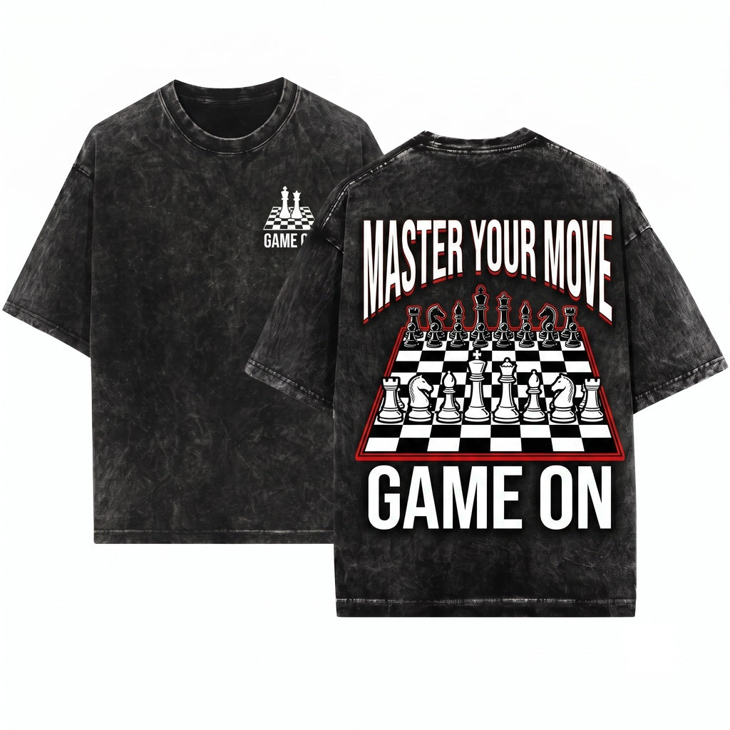 Game On Chess Pieces Funny Board Strategy Player Gamer Gift Graphic Apparel Unisex Wash T-Shirt
