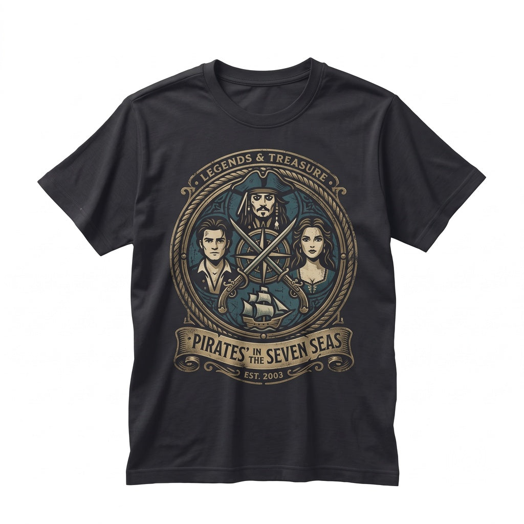 Vintage Buccaneer Jack Sparrow Davy Jones Will Turner Elizabeth Swann Graphic Unisex TShirt