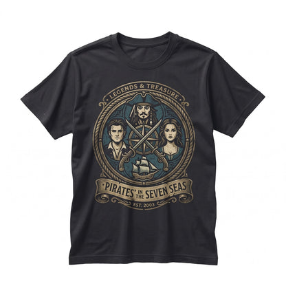 Vintage Buccaneer Jack Sparrow Davy Jones Will Turner Elizabeth Swann Graphic Unisex TShirt