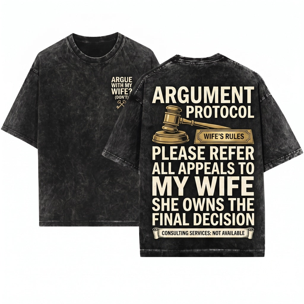 Contact My Wife Funny If You Wanna Argue Husband Graphic Gift Unisex Wash T-Shirt